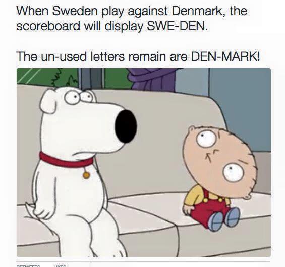 FootballFunnys's tweet photo. Sweden v Denmark.

 Madness https://t.co/HwWqT79nmF