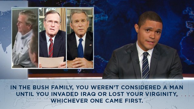 TheDailyShow's tweet photo. It's not easy being a Bush. https://t.co/hS50g4XBLC https://t.co/wGVAlhIlVh