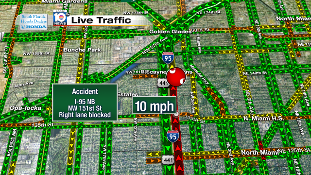 Crash on I-95 NB at NW 151st St. Right lane blocked. Speeds at 10mph #traffic #miami @JeniseFernandez https://t.co/l0XHHbc6BE