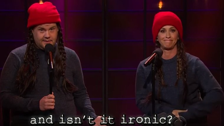 Watch: @Alanis Morissette & @JKCorden updated 'Ironic' on #La...