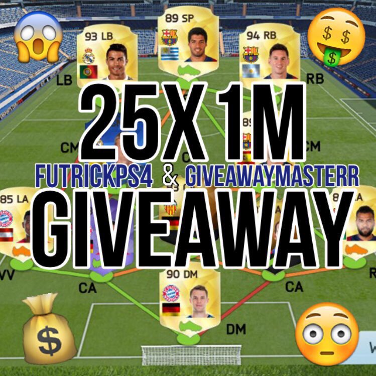 🎉 25x1m GIVEAWAY 🎉
- MUST RT
- MUST follow @GiveawayMASTERR &amp; me or redraw.
- One winner every 30 RT's!
- Goodluck!🍀
