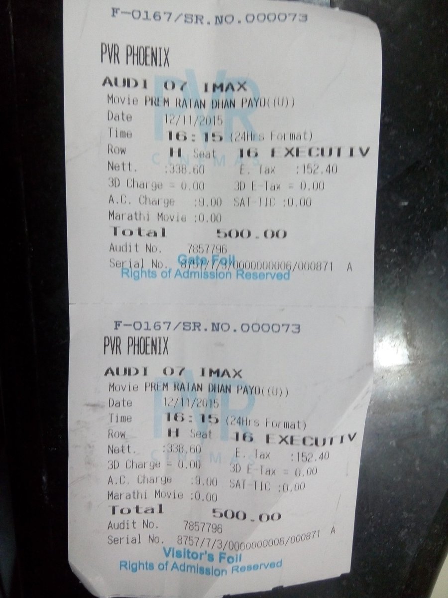 jaineil's tweet photo. #MyPRDPTicket for First Day Second Show of @prdp & welcome back my favorite actor @BeingSalmanKhan as Prem again https://t.co/klnj3WjUGd