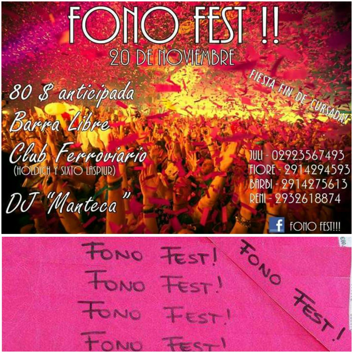 FioreSosa's tweet photo. #FonoFest !!! 80$Anticipada - barra libreee! 20 de noviembre
Club Ferroviario (holdich-sixto laspiur) https://t.co/s9nATfD35X
