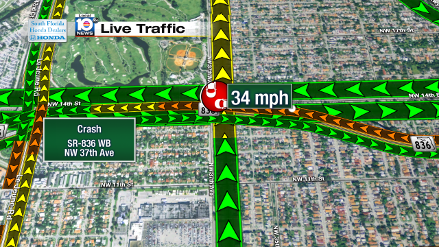 Crash on SR-836 WB at NW 37th Ave. Speeds at 34mph #traffic #miami @JeniseFernandez https://t.co/xdtlTuT8nS