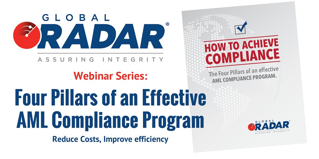 amlnavigator's tweet photo. Global RADAR Webinar Series - The Four Pillars of an Effective AML Program  https://t.co/pRZMBkAOOs #compliance #AML https://t.co/hhPteUPCh5