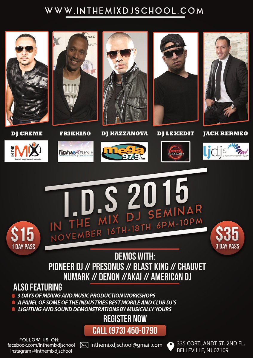 inthemixschool's tweet photo. Team #IDS2015 is ready to rock next week...

@DJKAZZANOVA @LeXeDIT @LJDJS

@DJCreme @DJFRIKKIAO + Much More! https://t.co/YF5wf9SarC