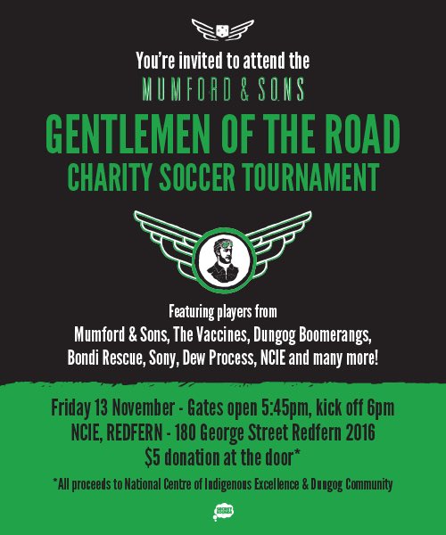 The boys are liking forward to a charity soccer game w <a href="/MumfordAndSons/">Mumford & Sons</a> and co fri night b4 their concert Saturday