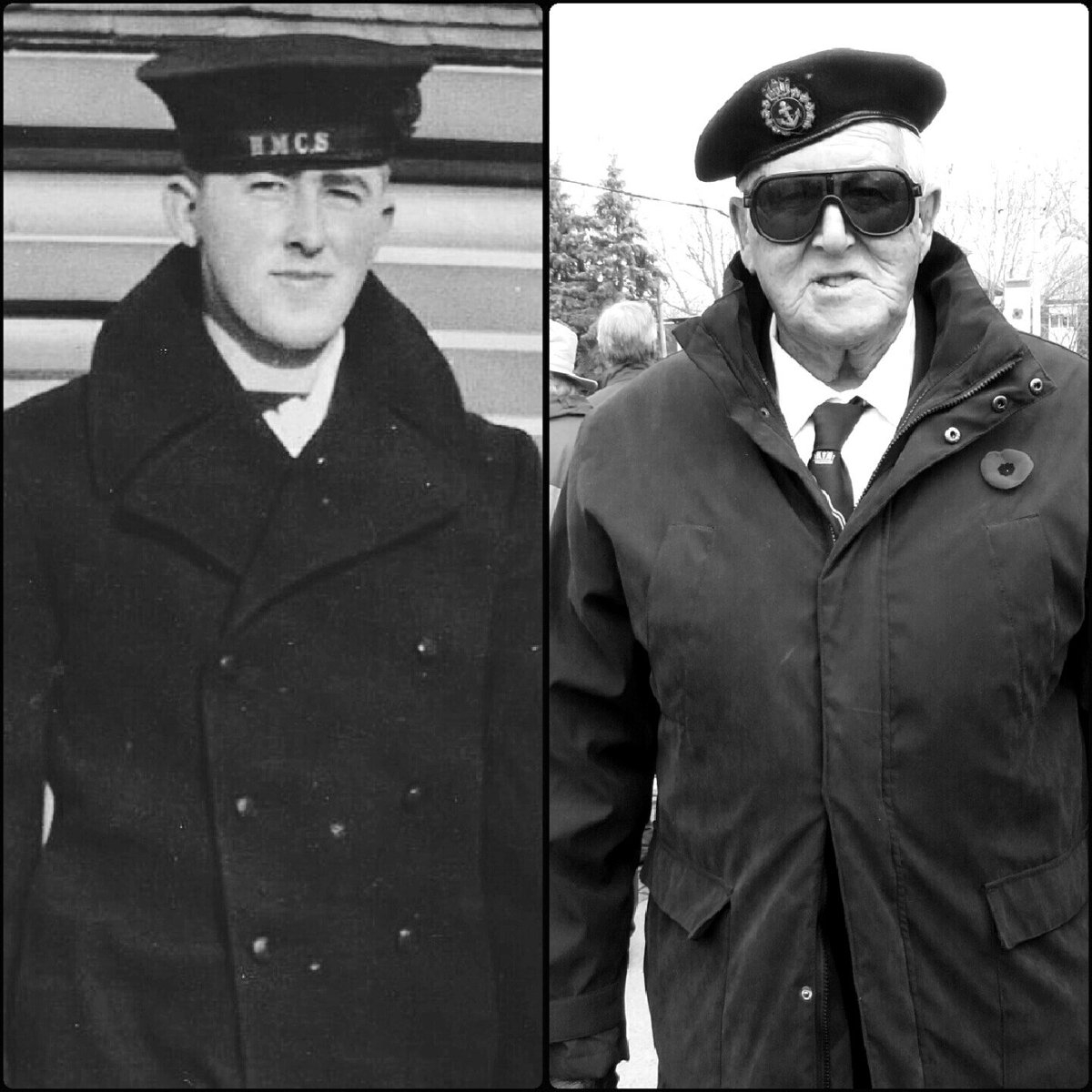 SandashaLPS's tweet photo. My mom sent me a photo of my grandfather Calvin Scott at today's #RemembranceDay Parade in #CornwallOnt . Then/Now. https://t.co/lvW7iRN6xa