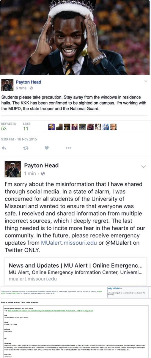 noskysplitscree's tweet photo. Hmmm #Mizzou & it's habit of falsely claiming #kkk activity. #MSAPresident
#poopswastika #PaytonHead https://t.co/gsFKx5IHev