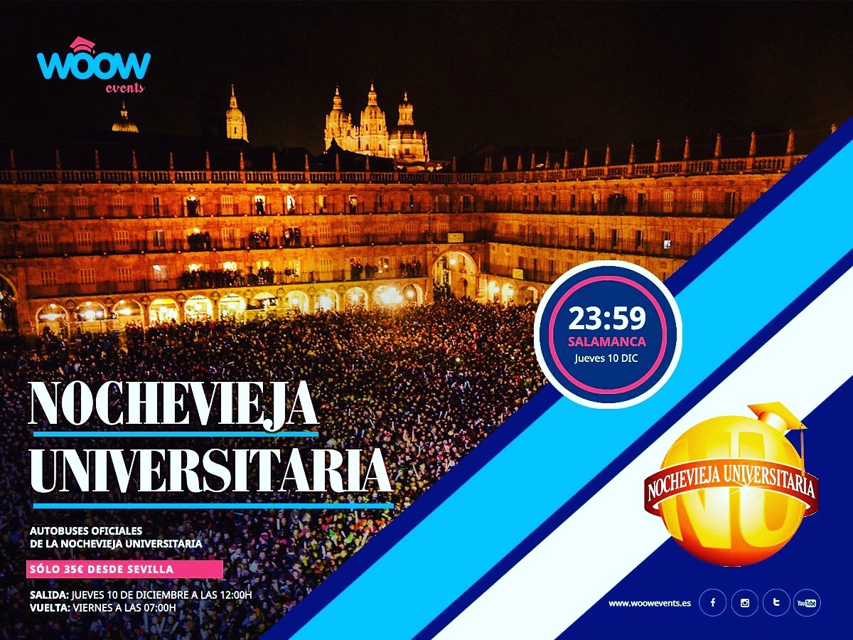 Este año vive la #nochevieja universitaria de #Salamanca con <a href="/WOOWcampus/">WOOWcampus</a>! +info: woowevents.com #fiesta