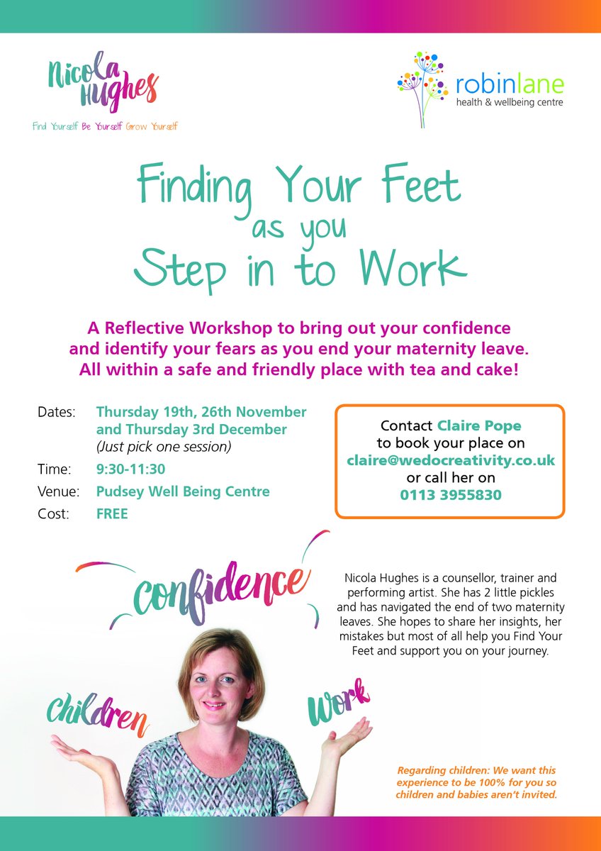 Hi, please share this wonderful FREE workshop happening in Pudsey for women ending maternity leave.