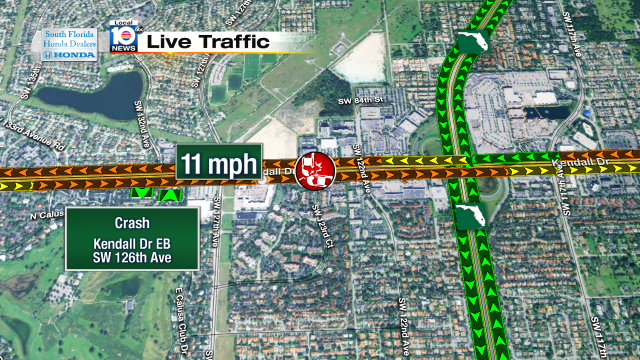 Crash on Kendall Dr EB at SW 126th Ave. Speeds at 11mph #traffic #kendall @JeniseFernandez https://t.co/xOUbHRII6O