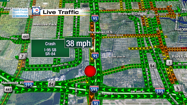 Crash on I-95 SB at SR-84. Speeds 38mph #traffic #broward @JeniseFernandez https://t.co/gIDJTGwQL3