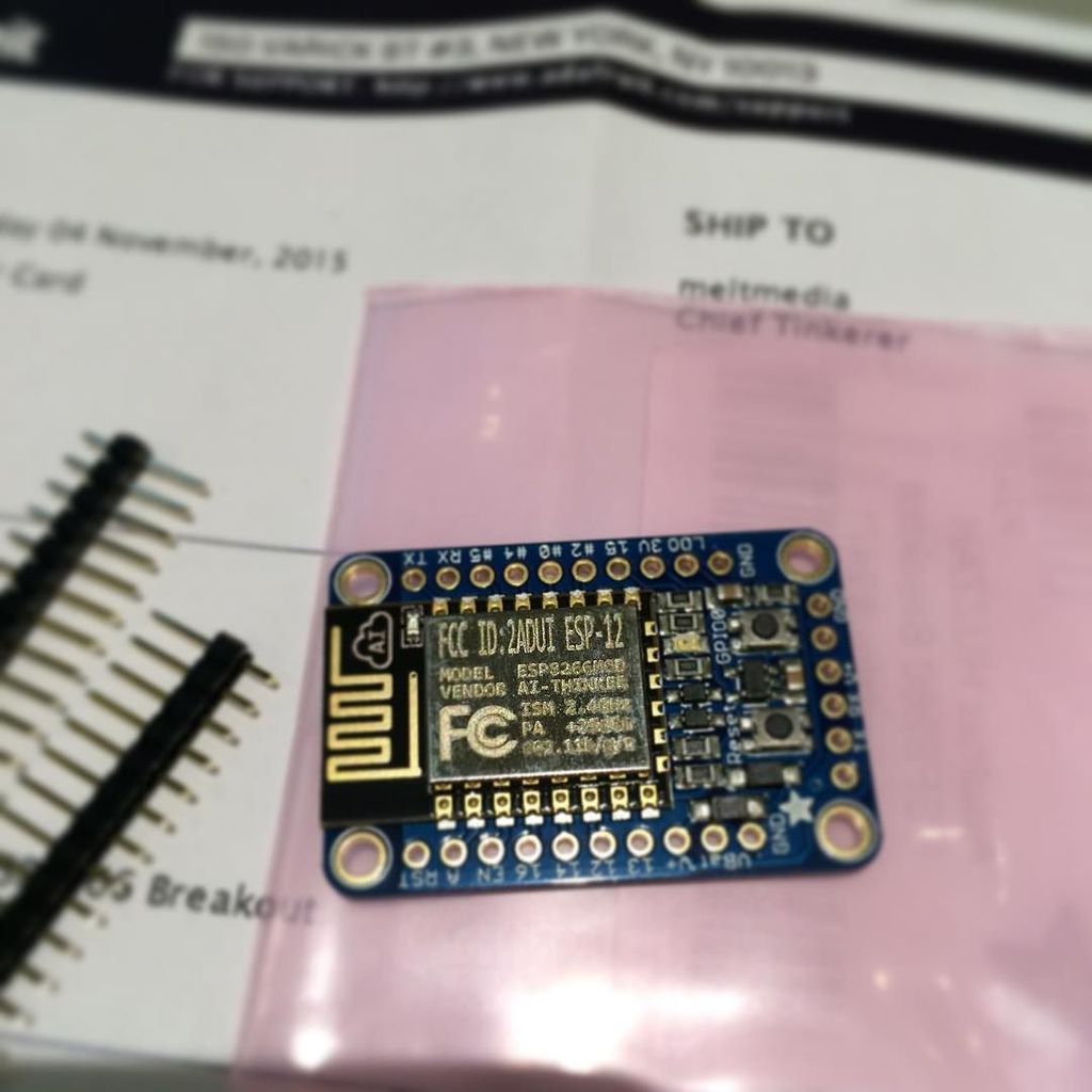 stuffandymakes's tweet image. HUZZAH #esp8266wifi breakout from @adafruit will be the wireless heart of @officechairiot! Can't wait to start tink…