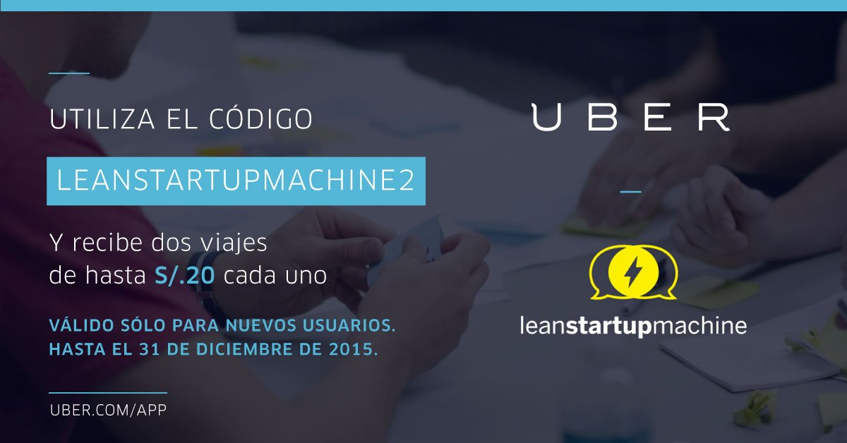 cavilont's tweet image. Gracias #UBER por apoyarnos en el taller #LSMLIMA usa código: LEANSTARTUPMACHINE2 tendrás 2 viajes hasta S/. 20 c/u!
