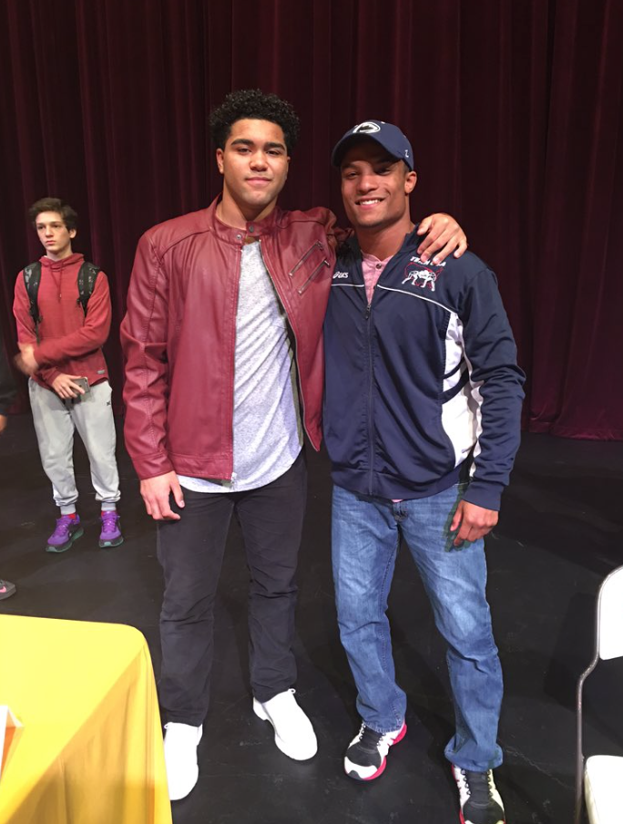 FloWrestling's tweet photo. Teammate &amp; #1 ranked @GSteveson was there 2 support @Baybee_Marky at his announcement. Apple Valley aint too shabby! https://t.co/HkVLO3LZnH