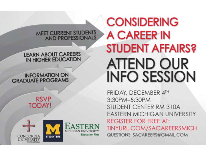 EMU_BrotherHOOD's tweet photo. If you are interested in a career in Student Affairs, join Dr. Leon and other professionals to get more information! https://t.co/NZ7wqFuQzM