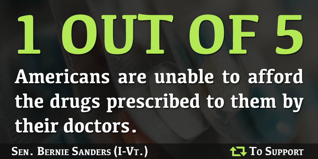 SenSanders's tweet photo. Americans are becoming much sicker and in some cases dying because they cannot afford the drugs they're prescribed. https://t.co/3DNwSxrHHt