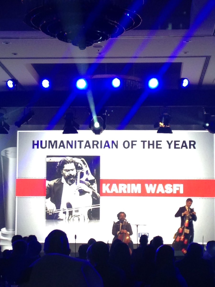 AliceHart's tweet photo. Incredible performance by Karim Wasfi, Humanitarian of the Year @ArabianBusiness Achievement Awards 2015 https://t.co/XvnyUTRoCb