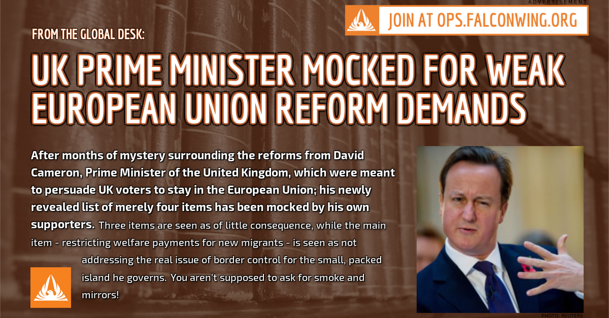 FalconwingNews's tweet photo. #UK Prime Minister mocked for weak European Union #reform demands [https://t.co/l6POQGMKcF] https://t.co/OZDdd5bx3O