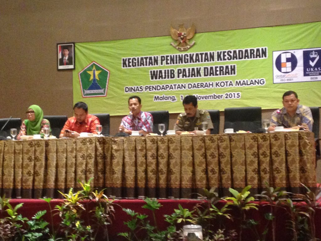 Sambutan dalam kegiatan sosialisasi dibawakan oleh Kabid P3 Dispenda, Tri Oky Rudianto