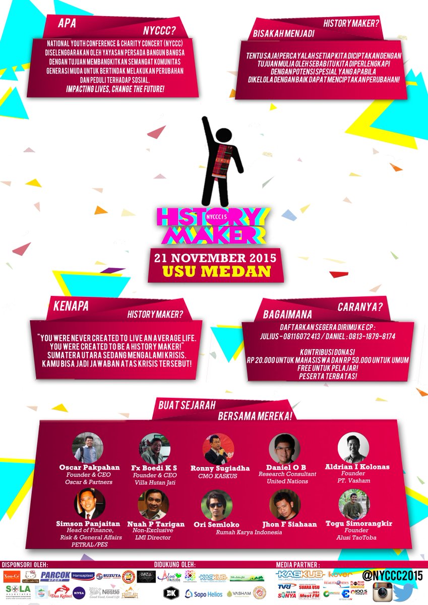 National Youth Conference and Charity Concert, 21 november, aula Farmasi USU. Daftarkan dirimu segera