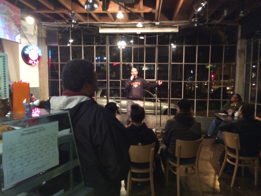 ChuckleBayArea's tweet photo. Kekoa O'Brian killing it at   @brainwashcafesf Wednesday's Open Mic https://t.co/z2Dg1bnoIx