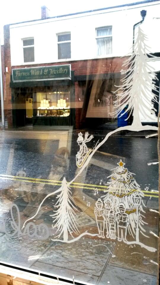 Hand painted window art at <a href="/TheGallery41/">The Gallery</a> #artist #Barrow #Cumbria #shop #gallery #framing #shoplocal #Furness