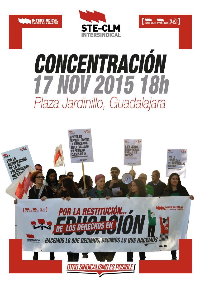 iuclm's tweet photo. @steclm convoca a concentrarse por la restauración de los derechos en la #Educación #Guadalajara #STECLM #Enseñanza https://t.co/jNbNCNtVu6