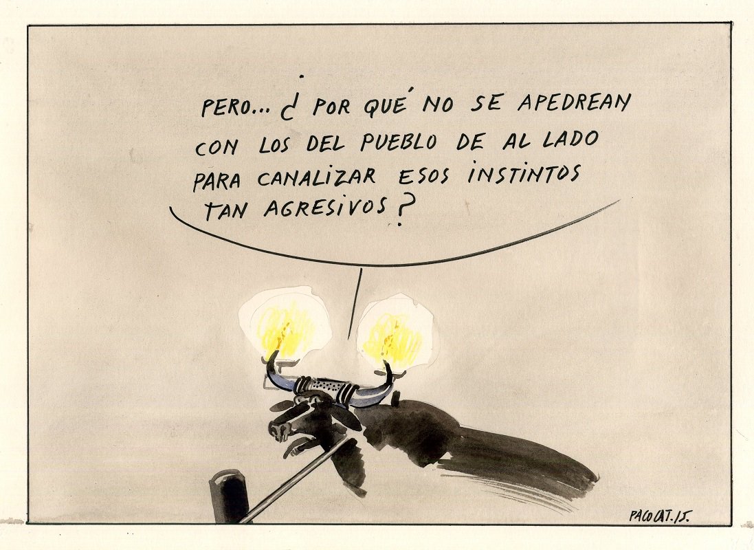 pacocatt's tweet photo. Mi viñeta de hoy jueves 12/11/15. Medinaceli y otros muchos pueblos que nos averguenzan con sus Bous al Carrer. https://t.co/fxfSxCpJWI