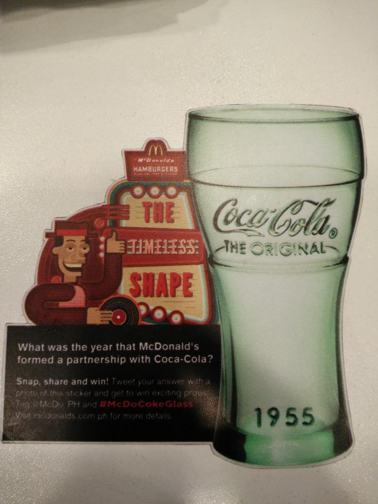 speedster889's tweet photo. 1955 was the year when McDonalds formed a partnership with Coca-Cola! @McDo_PH #McDoCokeGlass https://t.co/dveCxZh9ql