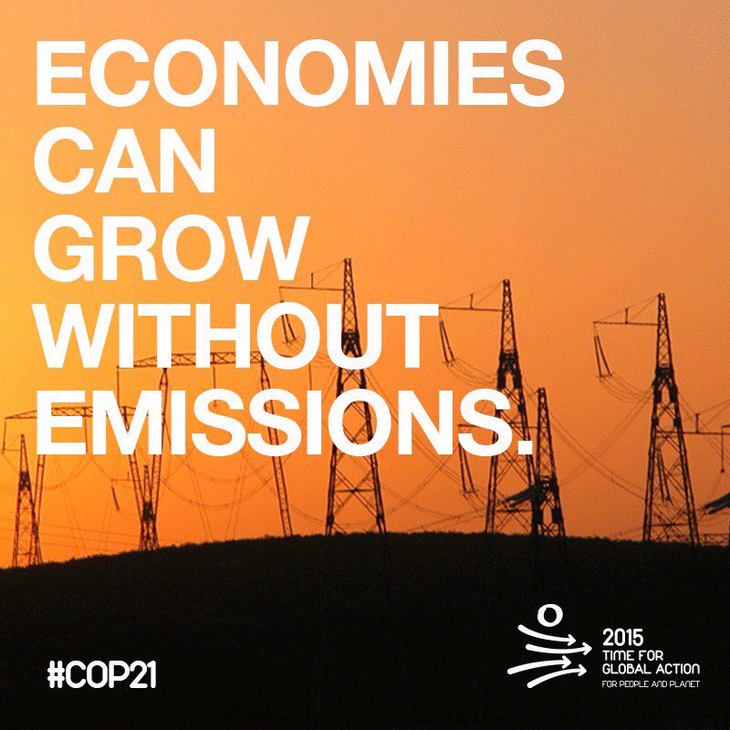 UNFCCC's tweet image. Global CO2 emissions have risen by almost 50% since 1990. It's time for #Action2015 bit.ly/1L1KuYc #COP21