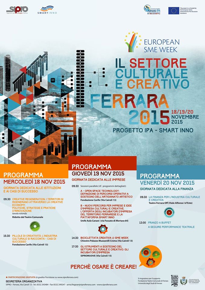 Partecipate numerosi alla tre giorni dedicata a cultura e creatività #ferrara #euSMEwk15