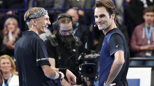 rogerfederer's tweet photo. Honored to have played with #JarkkoNieminen for his last singles match in Finland a couple days ago 🇫🇮 https://t.co/k4aTZE2Rja