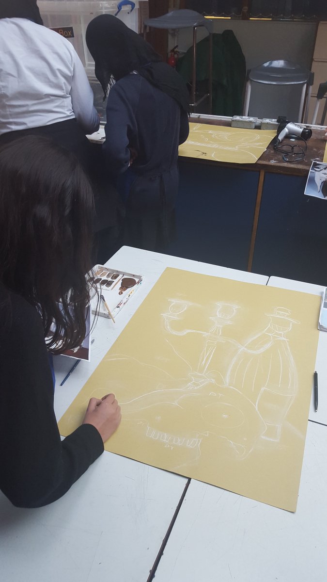 SmallHeathArt's tweet photo. Year 9 pupils preparing for their large scale still life paintings @SmallHeathSch https://t.co/RSq1AHhkcq
