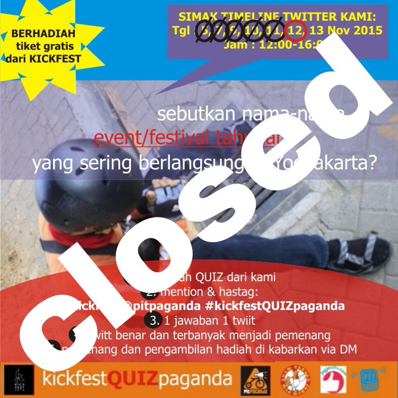 pitpaganda's tweet photo. 2 menit lagi akan ditutup. Buruan sebelum jam 16.00
@kickfest #KICKFEST2015 #pitpaganda #bikeadvertising https://t.co/RQ0JjPrQet