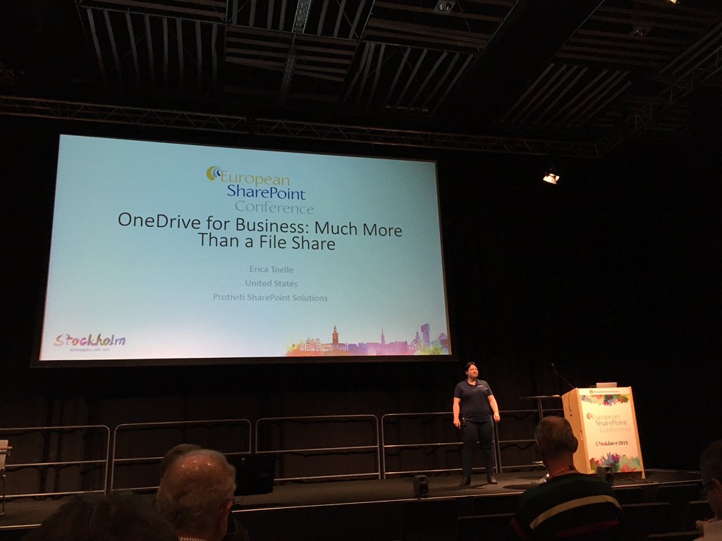 patricg's tweet photo. @EricaToelle on stage to speak a little bit more on #oneDriveFB #ESPC15 https://t.co/iyeumggHbY