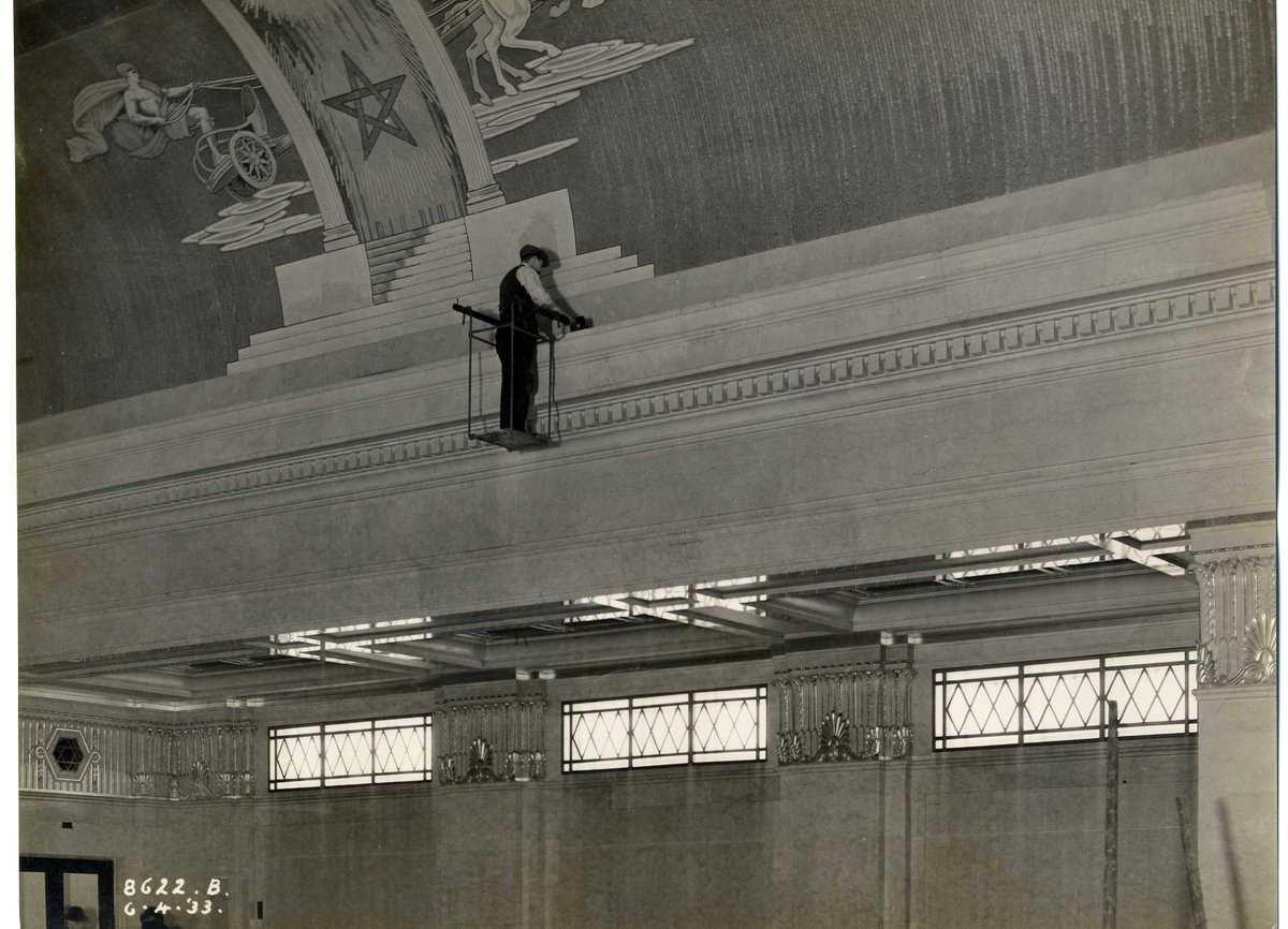 Scared of heights? This chap is clearly not! A photo from our #archive showing checks on the Grand Temple Mosaic