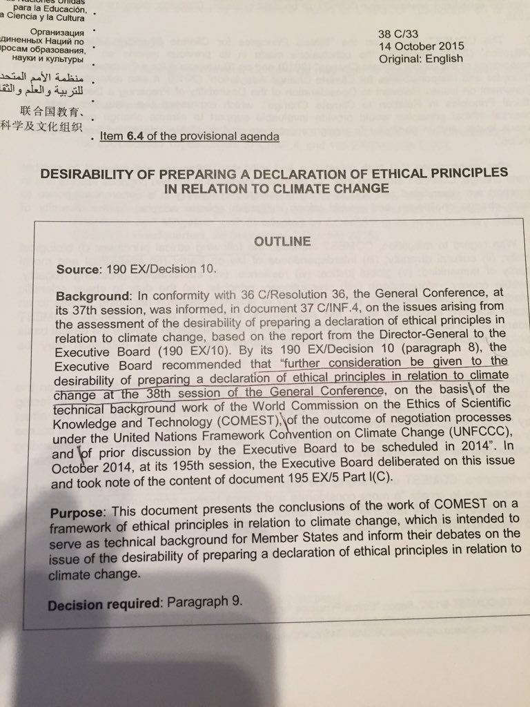 Oosterenvan's tweet image. Chief UNESCO SocialScientist: #COMEST concludes: complex reality of climate change requires complex responses #38GC
