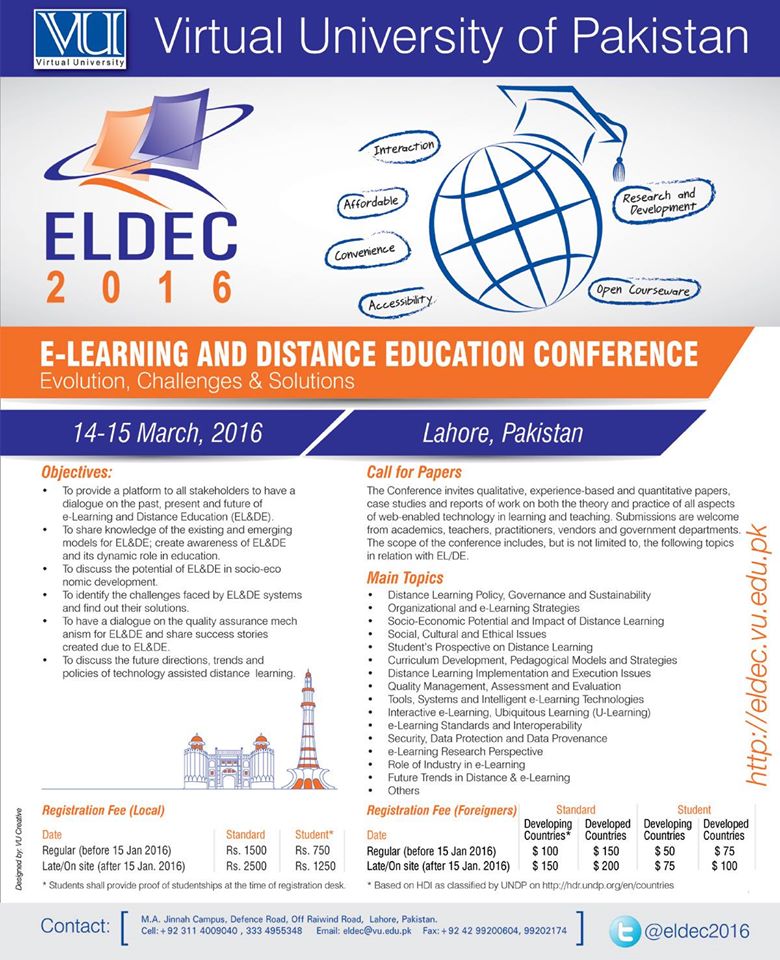 VUExamDept's tweet photo. @eldec2016 
#CallforPapers
3rd #eLearning &amp; #DistanceEducation Conference
14-15 March, 2016
https://t.co/9GEE3d4je5 https://t.co/frGAgoFfB6