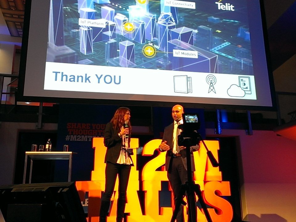 SteveHilton's tweet photo. Sammy from Telit and Ingrid from Tele2 talking on stage about 2G, 3G and 4G at #m2mtalks @tele2m2m @MachNationIoT https://t.co/kPRgr5MUaz