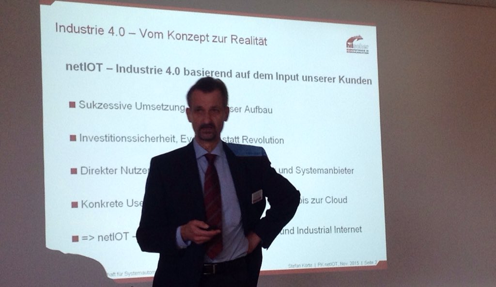 DirkSchaar's tweet photo. Stefan Körte: Mit #netIOT geht #Hilscher sukzessive den Schritt zu #Industrie40 - immer nach dem Input der #Kunden https://t.co/YyzdR4UsAL