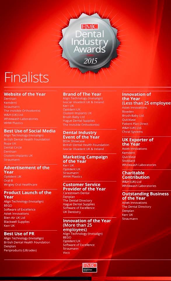 StraumannUK's tweet photo. Looking forward to The Dental Industry Awards 2015 tomorrow! Shortlisted for 5 awards!
 #Dentistry #gettherevu https://t.co/wIYxFrDoMI