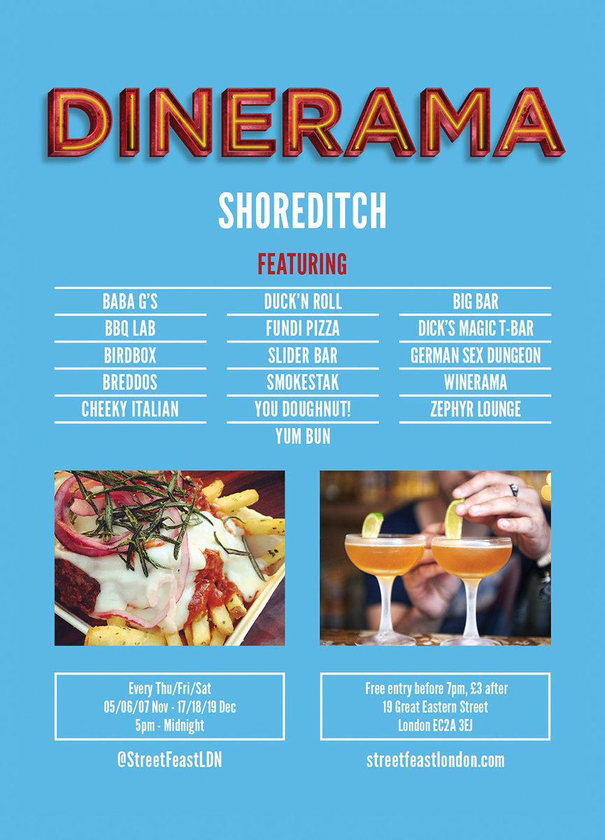 StreetFeastLDN's tweet image. All of this TONIGHT in #Shoreditch. #Dinerama kicks off from 5pm.