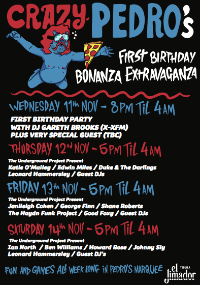 CrazyPedros's tweet photo. Amigos, my birthday extravaganza continues tonight! Make up for lost time if you missed last night! #PedroParty https://t.co/2L5doKLr50