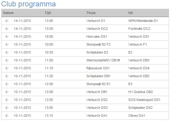 Het programma van de Verburch speelsters voor komend weekend! Allemaal veel plezier en suc6!
