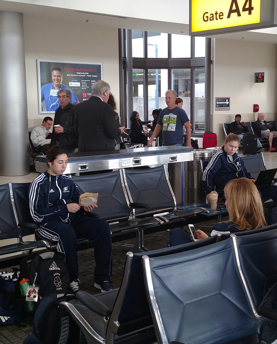 BillMorganTalks's tweet photo. @ZipsWBB flying @SouthwestAir today. Here, @laurenhung, @PiperSwiper chillin' at Gate A-4 in the terminal #ZipsTrip https://t.co/Zzm2QONSRC