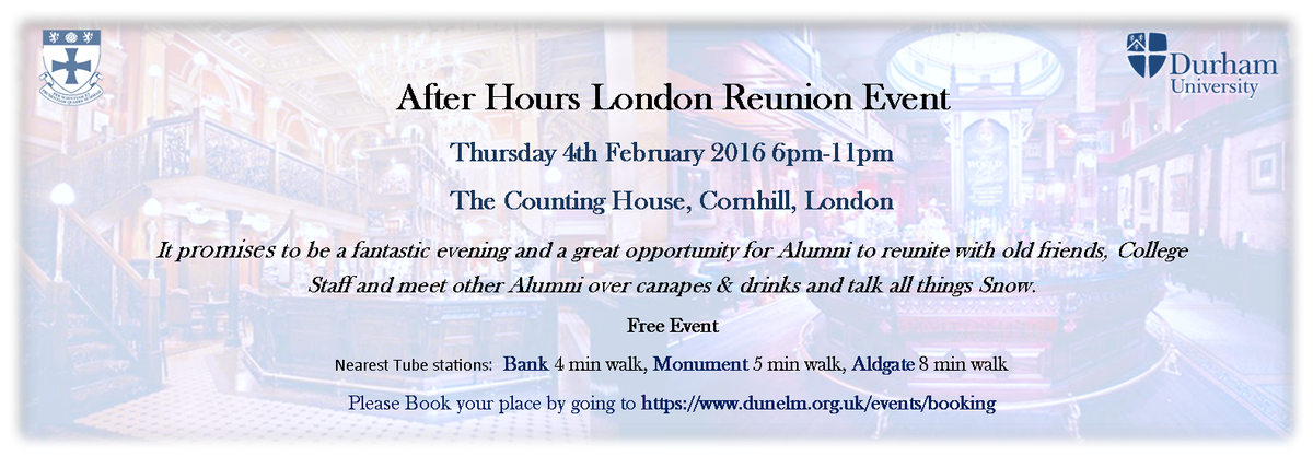 AlumniJohnSnow's tweet photo. Save the date and book a place for John Snow's Alumni London Reunion on the 4th Feb 2016 #snowalumni #alumnireunion https://t.co/dNol6uvSnh