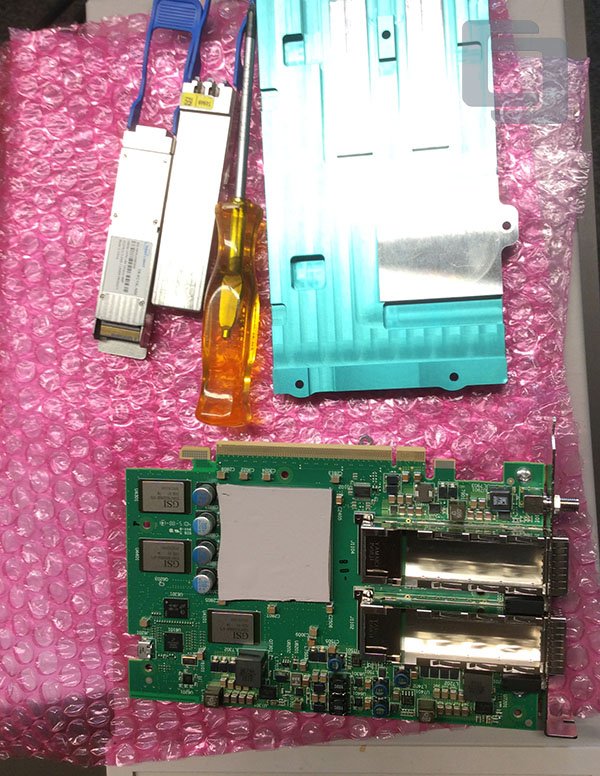 liberouter's tweet photo. #Xmas arrived early this year for us! Our new two-port #100GE card from @NetcopeTech @XilinxInc #fpga #V7HT #CFP4 https://t.co/7cv9OPlNzU