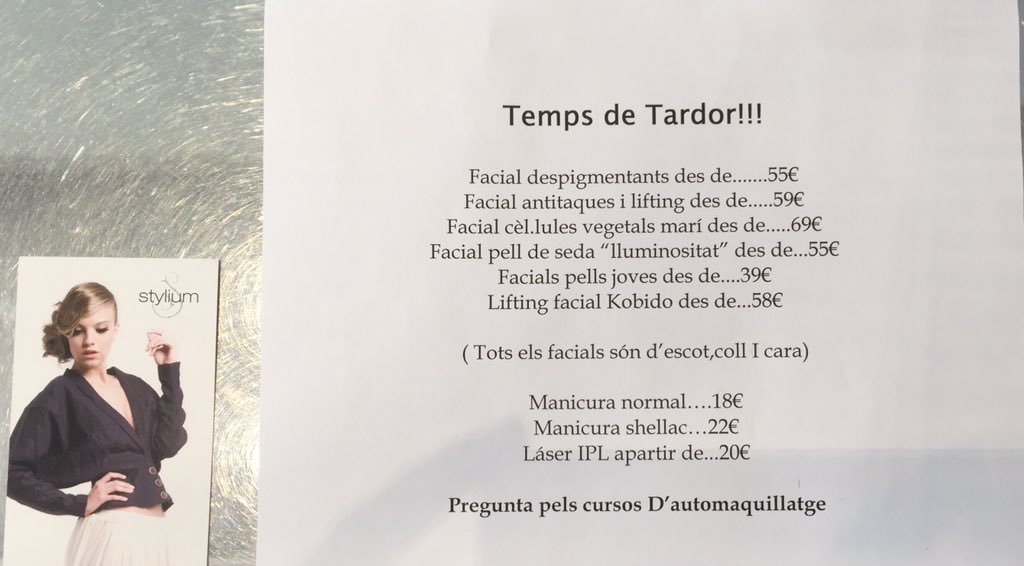 StyliumGroup's tweet photo. Promo temps de tardor a Stylium Estètica by Montserrat Pujol!!! @montsepujol2 https://t.co/mJTwHlw4Yb